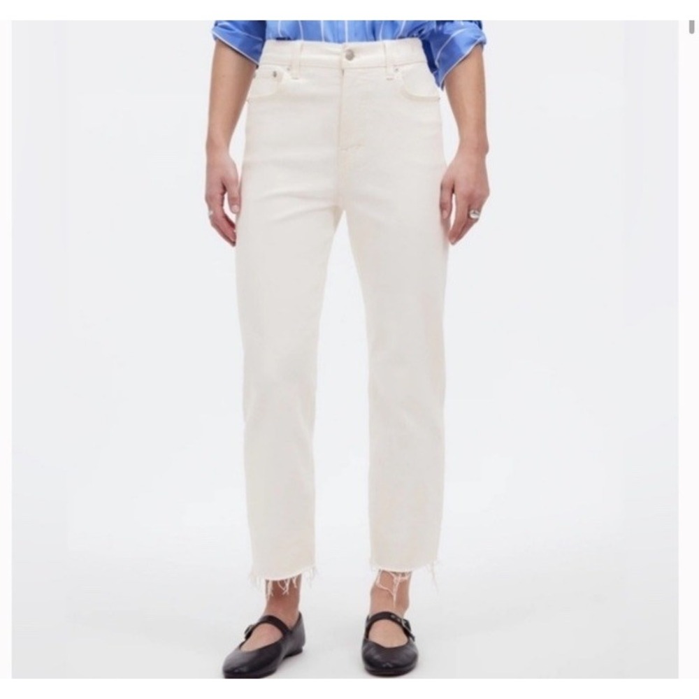 NEW Madewell '90s Straight Crop Size‎ 33 White Magic Pockets Raw Hem